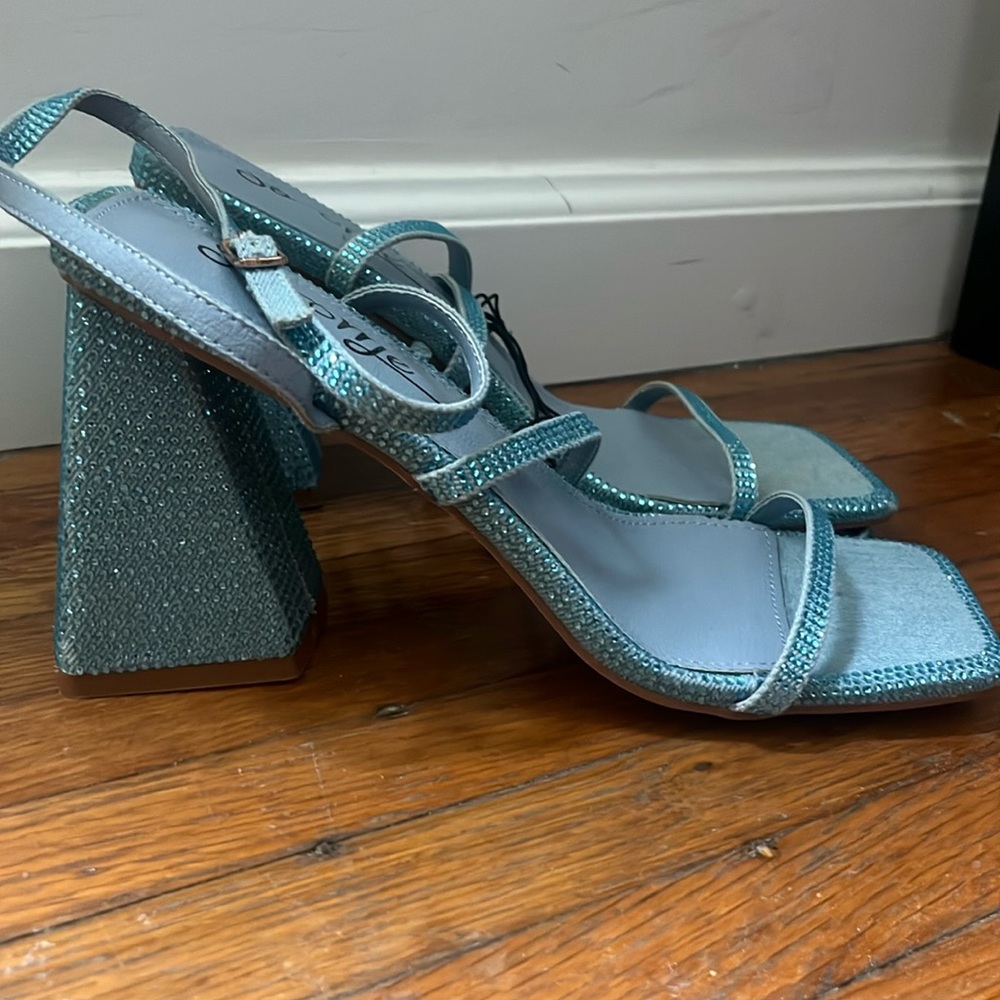 Never worn blue rhinestone heels
